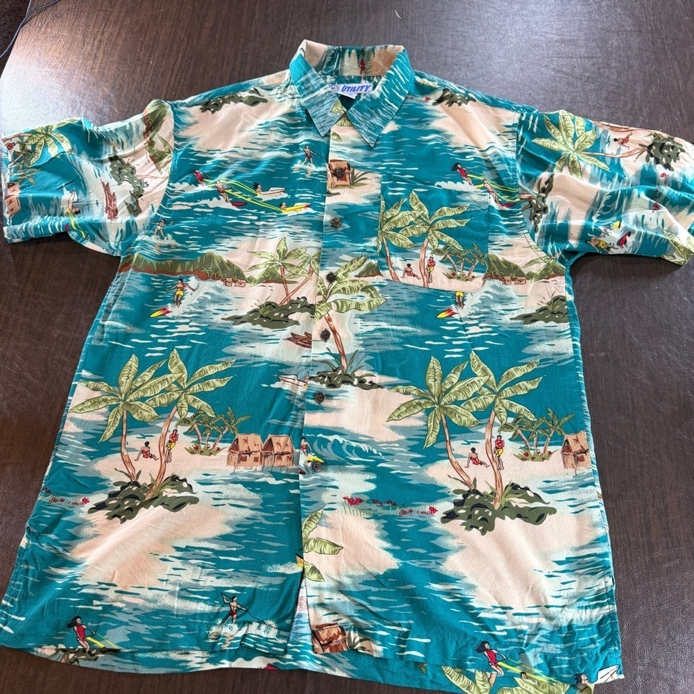 Utility Tropical Print Surf Waterski Men's Shirt Sz M